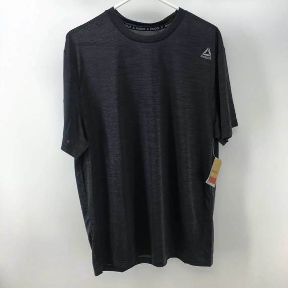 Reebok Dash Short Sleeve Top Black Heather Large - Picture 1 of 1